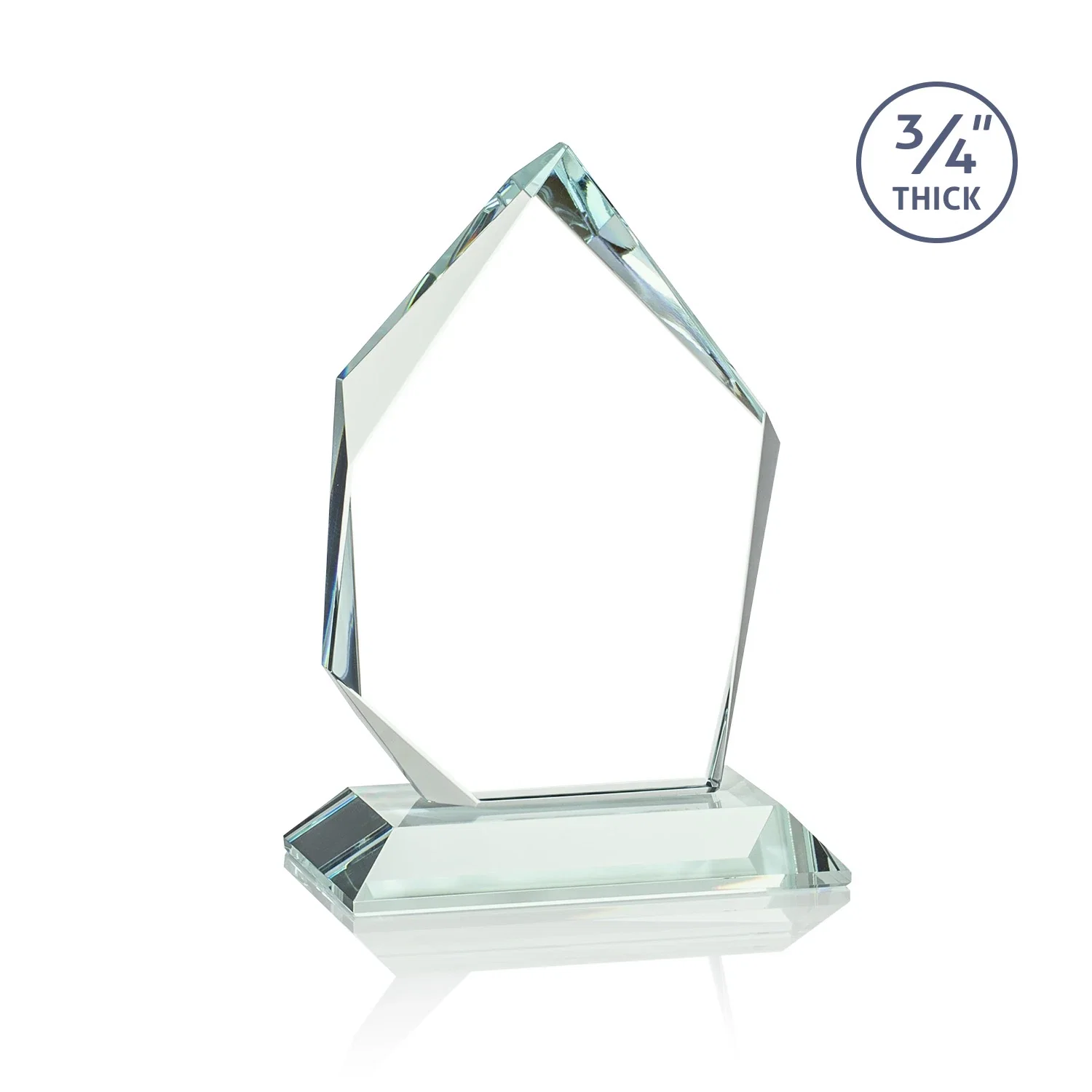 Personalized Jade Glass Ice Peak Award With Interchanging, Intersecting Bevels, with your logo for retirement presentations