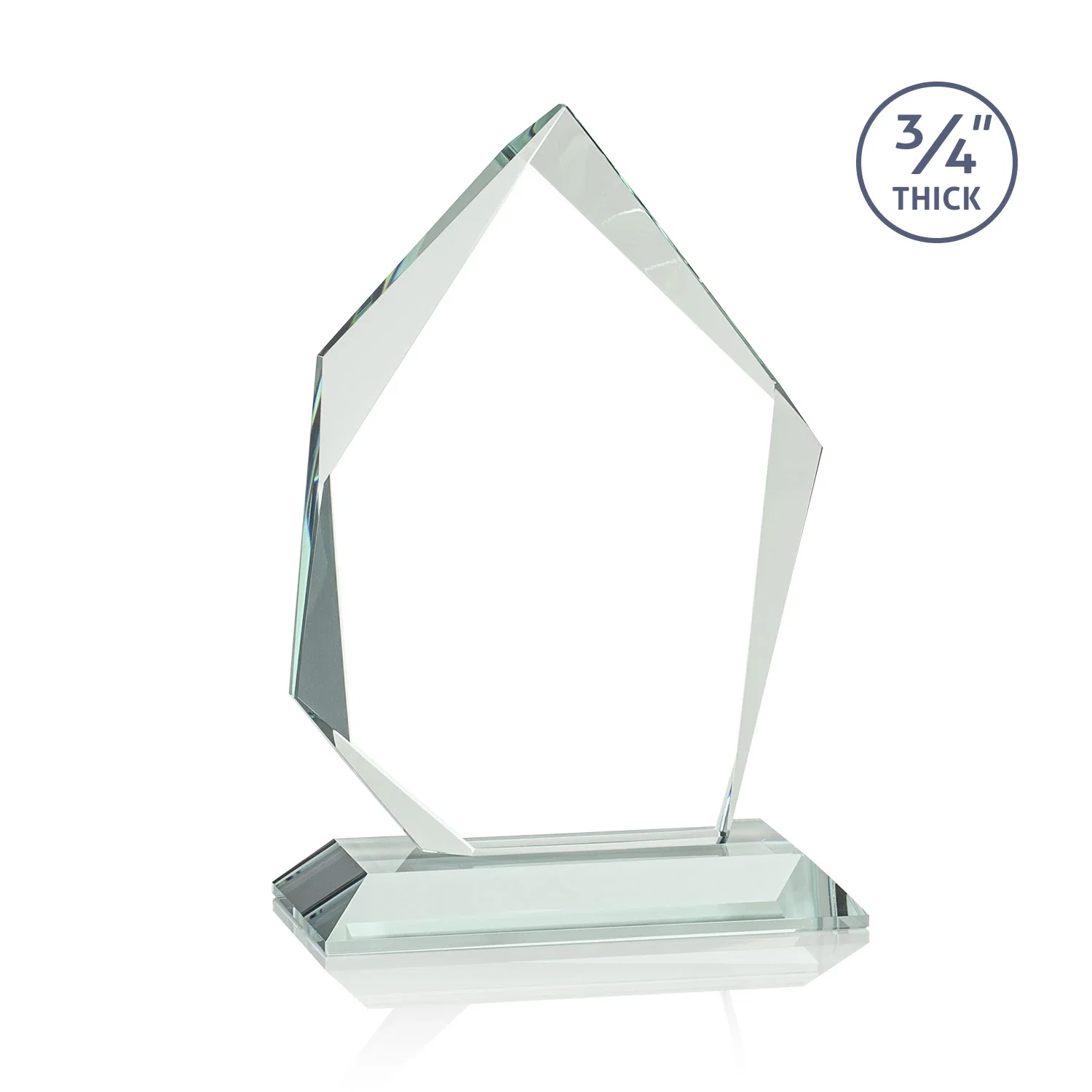 Personalized Jade Glass Ice Peak Award With Interchanging, Intersecting Bevels, with your logo for team milestone celebrations