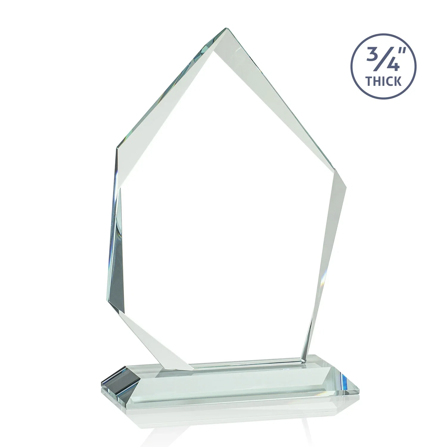 Personalized Jade Glass Ice Peak Award With Interchanging, Intersecting Bevels, with your logo for donor appreciation