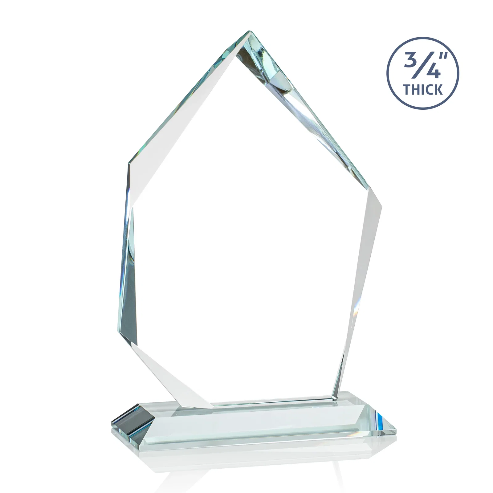 Personalized Jade Glass Ice Peak Award With Interchanging, Intersecting Bevels, with your logo for volunteer appreciation