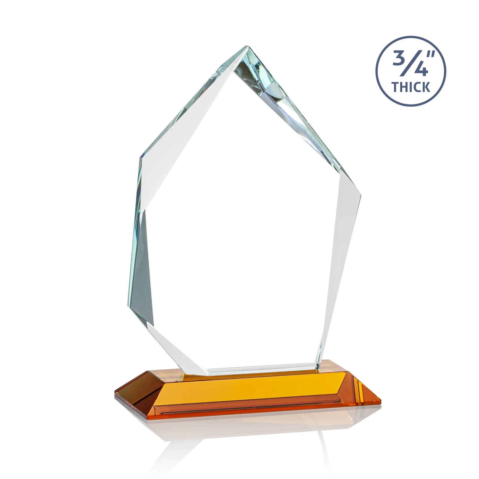 Personalized Jade Glass Ice Peak Award With Interchanging, Intersecting Bevels, with your logo for company anniversary events