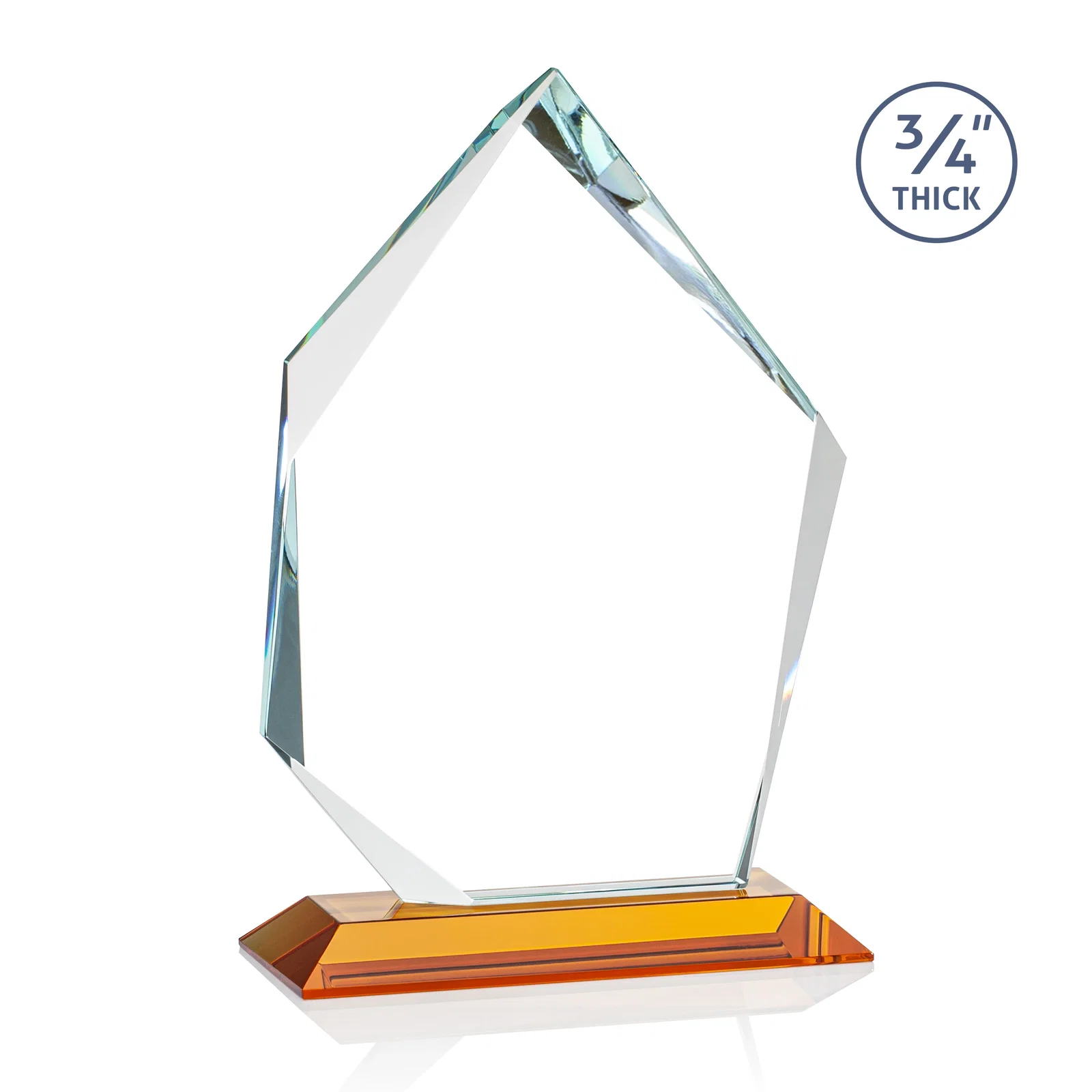 Promotional Jade Glass Ice Peak Award With Interchanging, Intersecting Bevels, with your logo for employee recognition