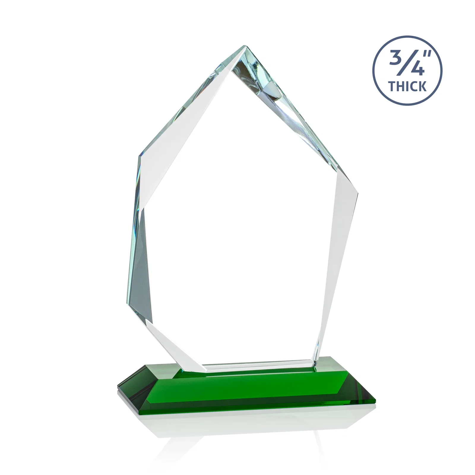 Promotional Jade Glass Ice Peak Award With Interchanging, Intersecting Bevels, with your logo for service anniversary gifts