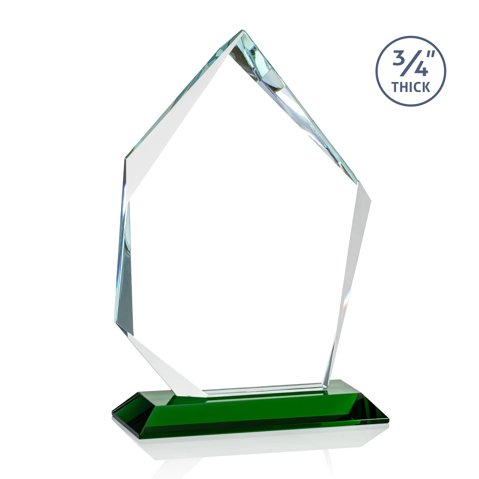 Promotional Jade Glass Ice Peak Award With Interchanging, Intersecting Bevels, with your logo for sales achievement awards