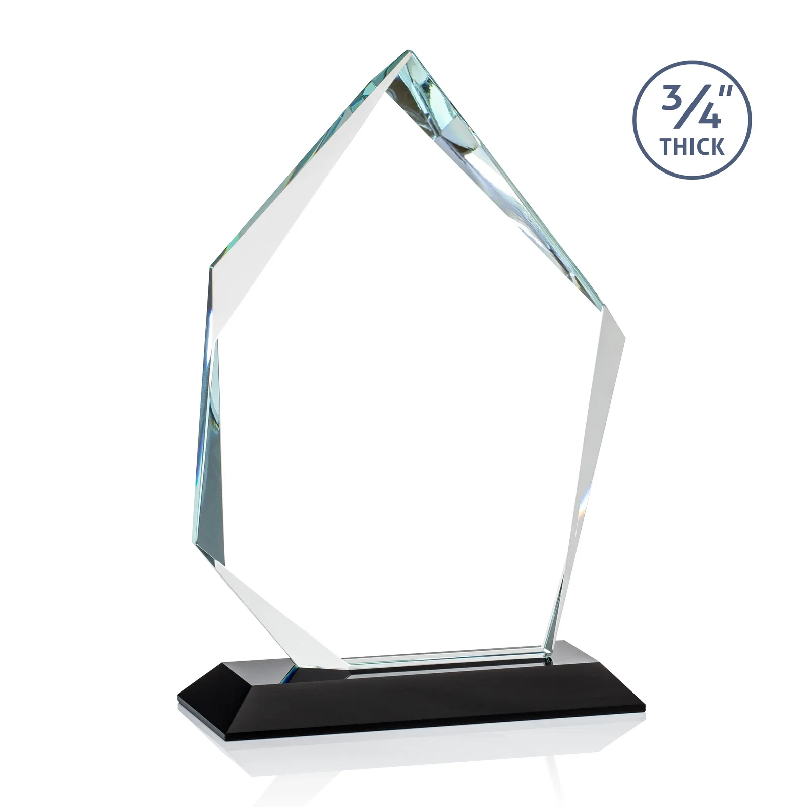 Promotional Jade Glass Ice Peak Award With Interchanging, Intersecting Bevels, with your logo for donor appreciation