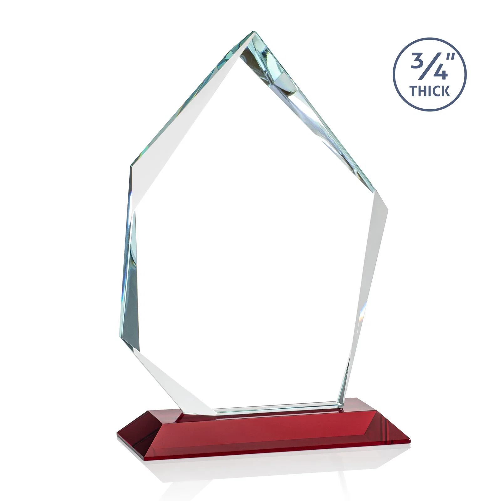 Branded Jade Glass Ice Peak Award With Interchanging, Intersecting Bevels, with your logo for employee recognition