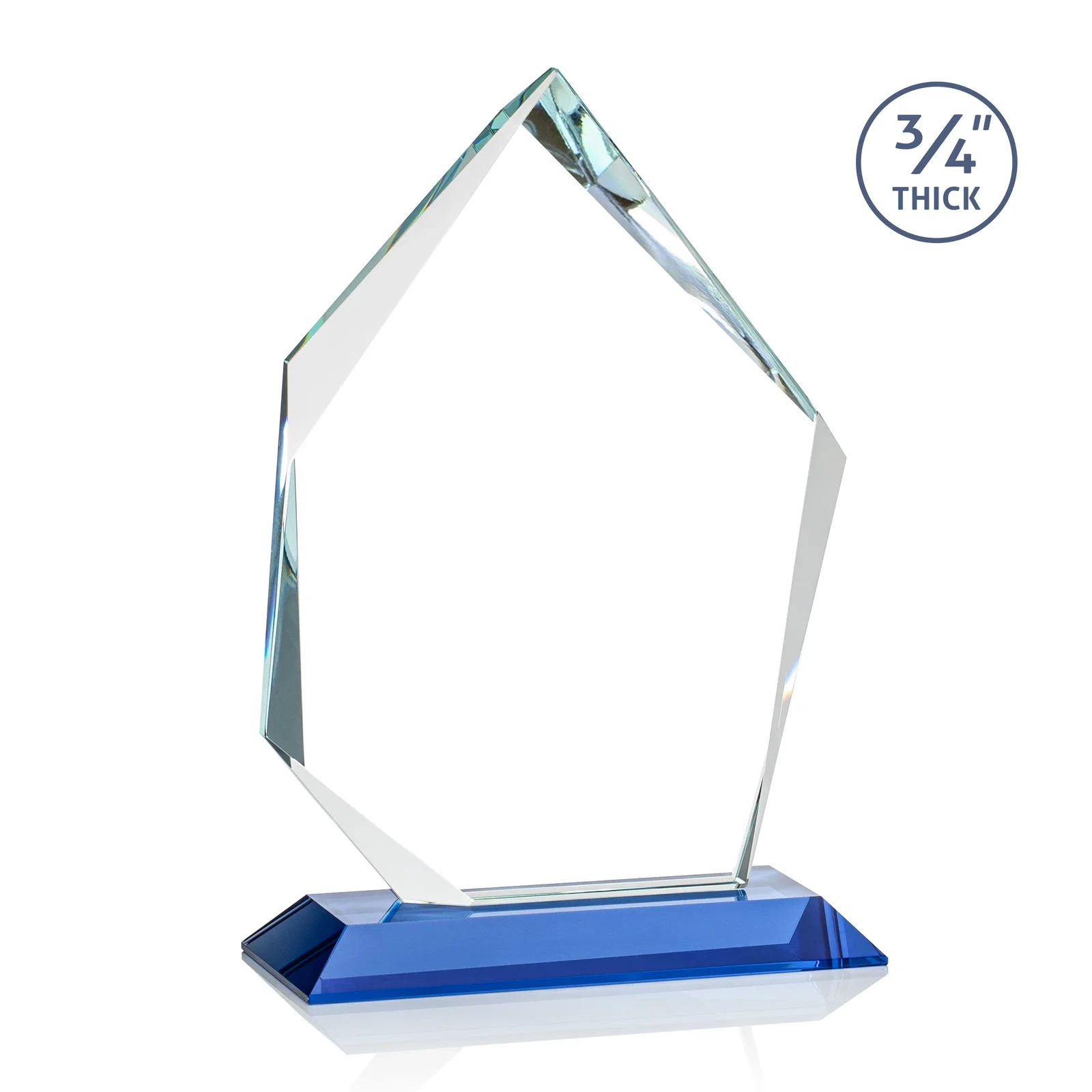 Branded Jade Glass Ice Peak Award With Interchanging, Intersecting Bevels, with your logo for sales achievement awards
