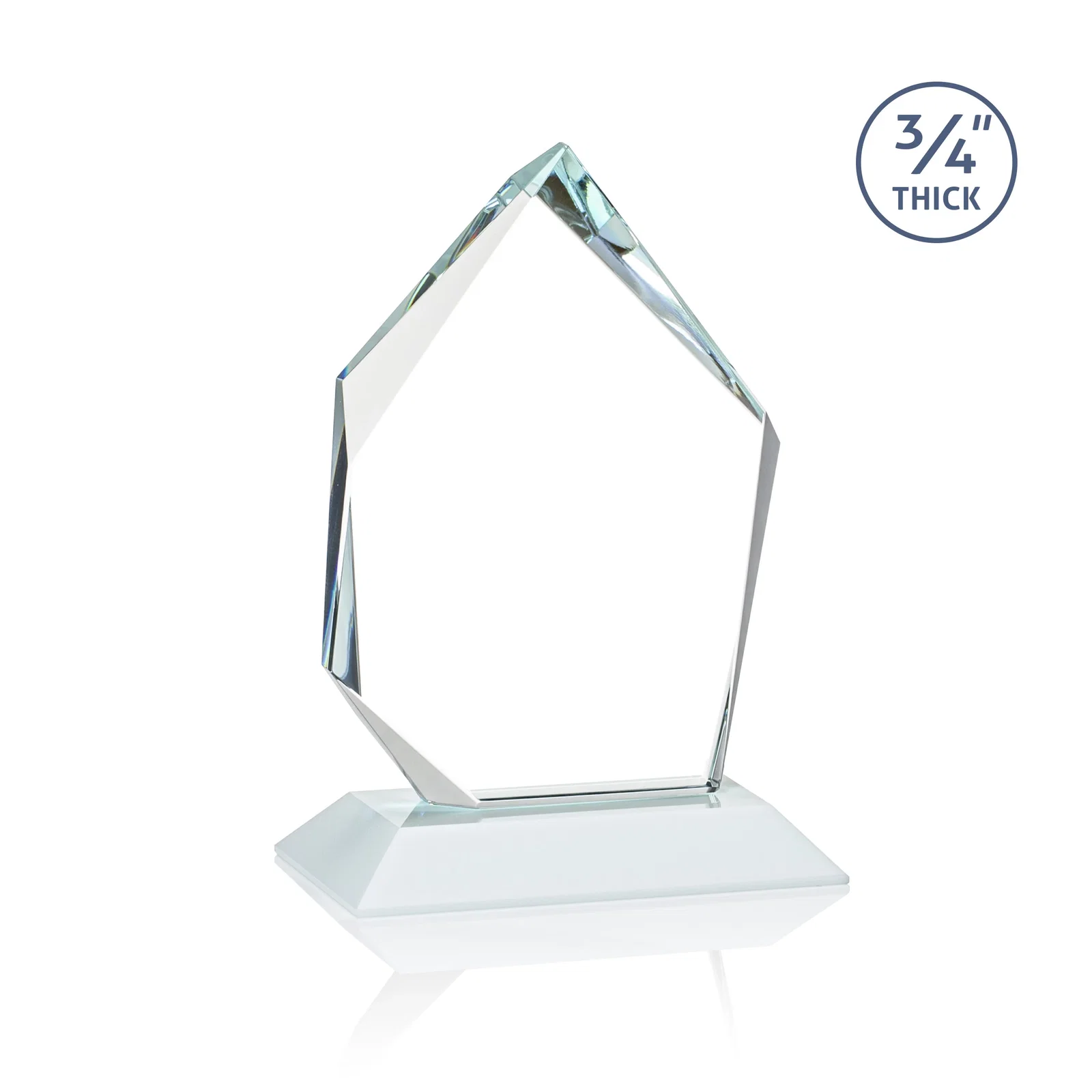 Branded Jade Glass Ice Peak Award With Interchanging, Intersecting Bevels, with your logo for retirement presentations