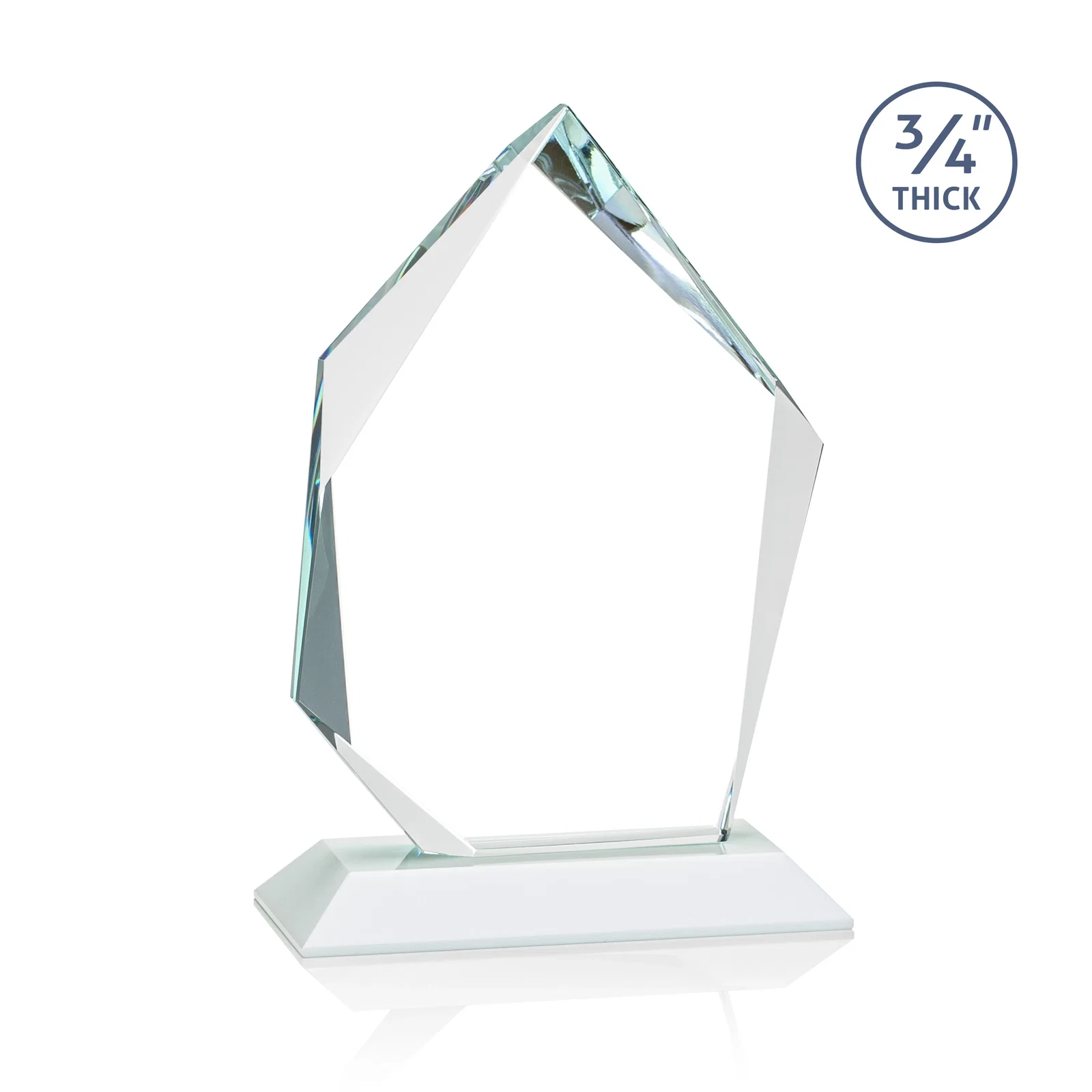 Branded Jade Glass Ice Peak Award With Interchanging, Intersecting Bevels, with your logo for team milestone celebrations