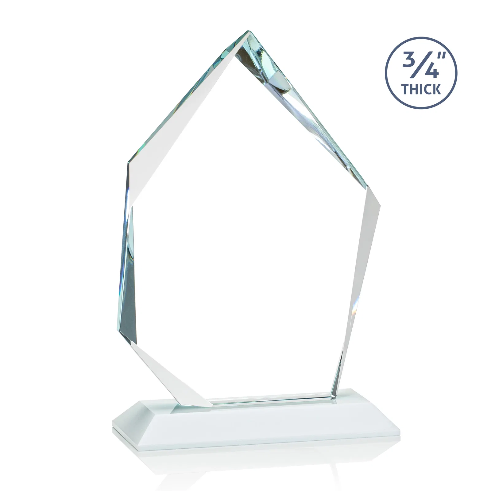 Branded Jade Glass Ice Peak Award With Interchanging, Intersecting Bevels, with your logo for donor appreciation