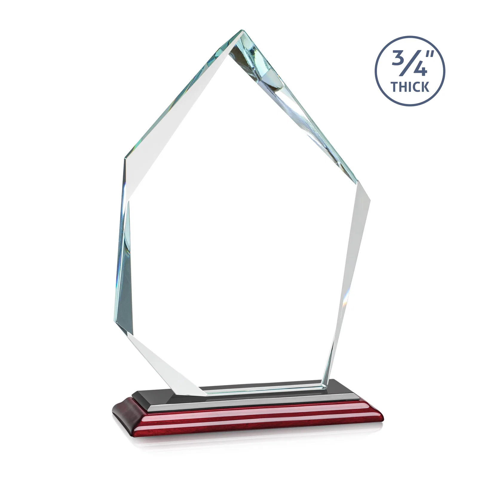Branded Jade Glass Ice Peak Award With Interchanging, Intersecting Bevels, with your logo for volunteer appreciation