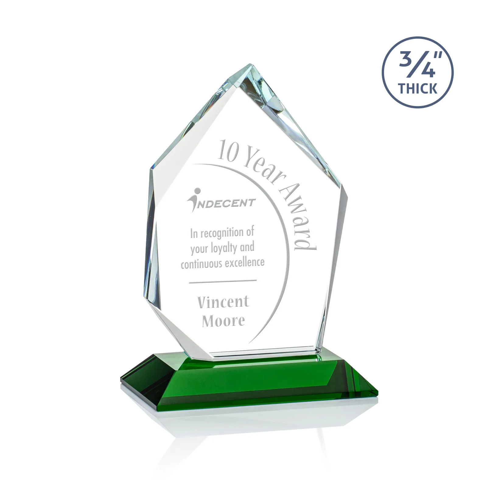 Personalized Jade Glass Ice Peak Award With Interchanging, Intersecting Bevels for corporate award ceremonies
