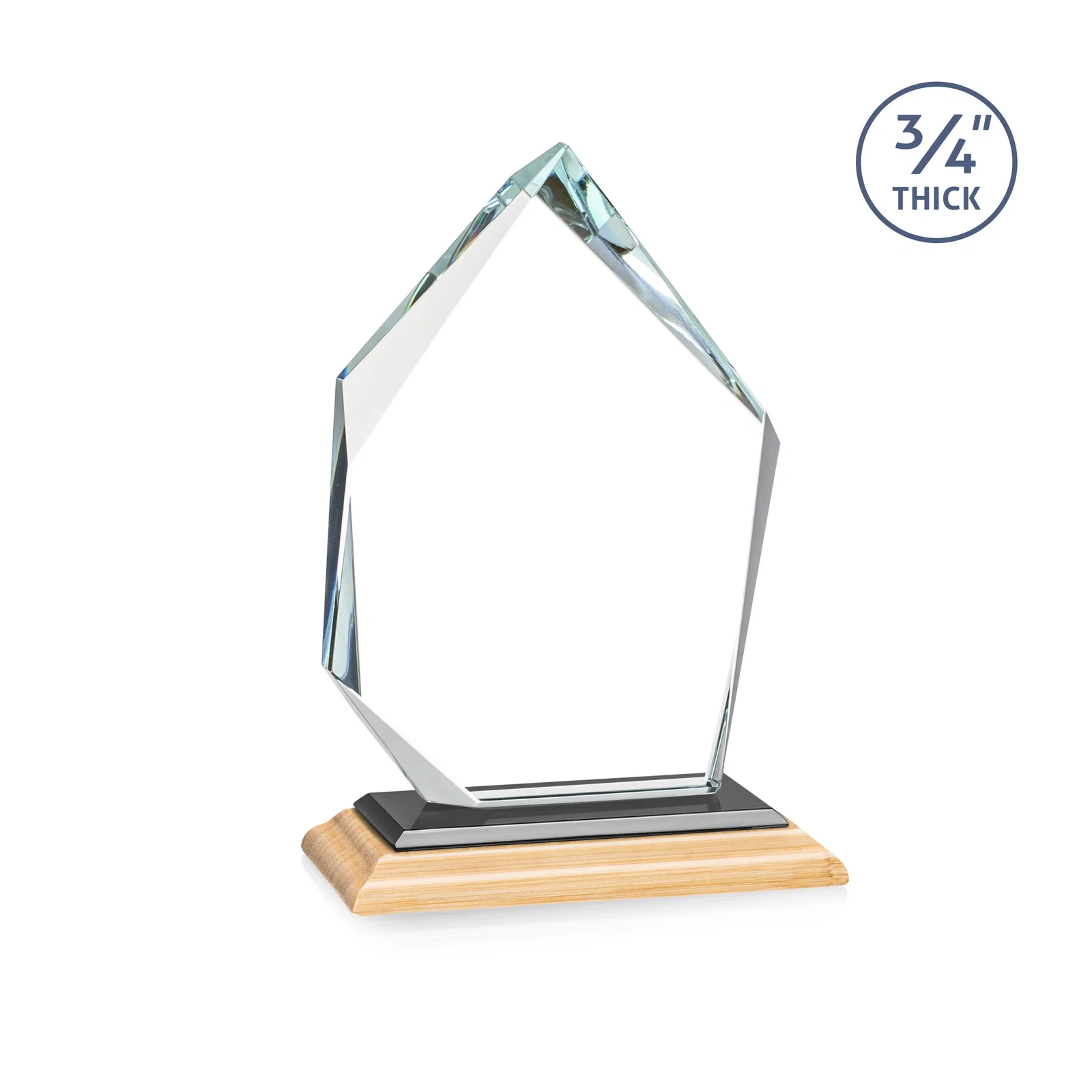 Branded Jade Glass Ice Peak Award With Interchanging, Intersecting Bevels, with your logo for dealer and partner awards