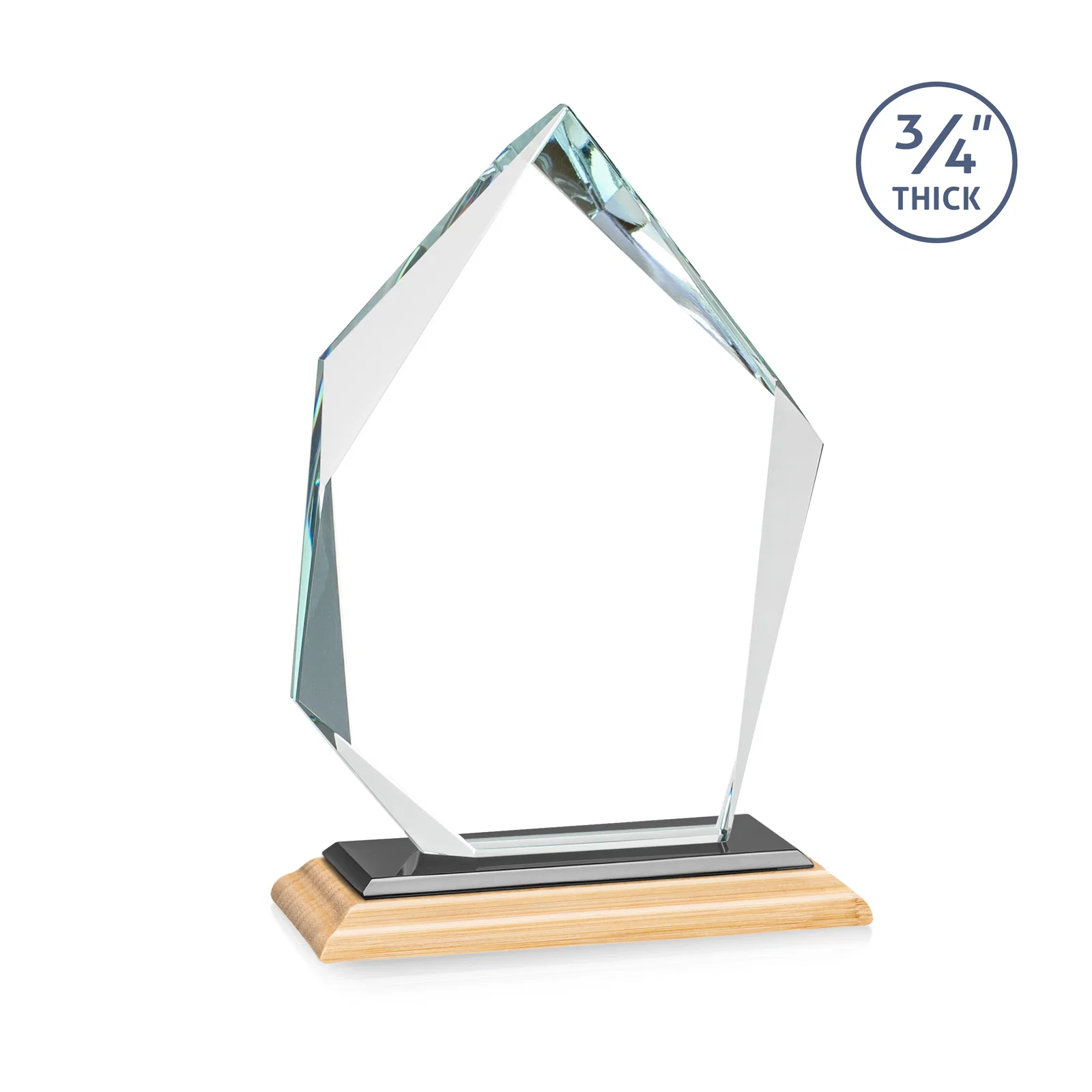 Branded Jade Glass Ice Peak Award With Interchanging, Intersecting Bevels, with your logo for company anniversary events
