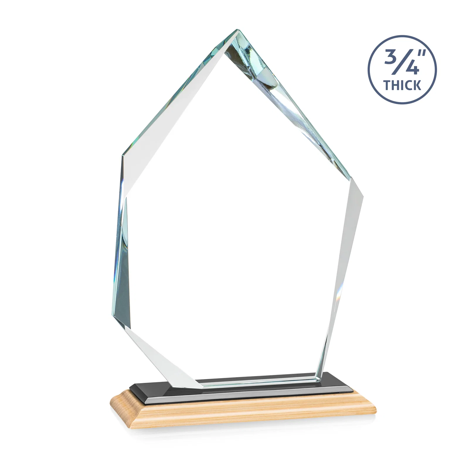 Custom printed Jade Glass Ice Peak Award With Interchanging, Intersecting Bevels, with your logo for employee recognition