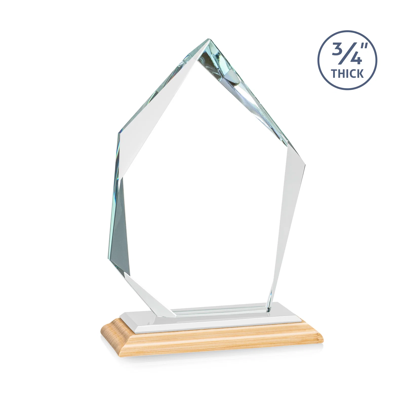Custom printed Jade Glass Ice Peak Award With Interchanging, Intersecting Bevels, with your logo for corporate award ceremonies