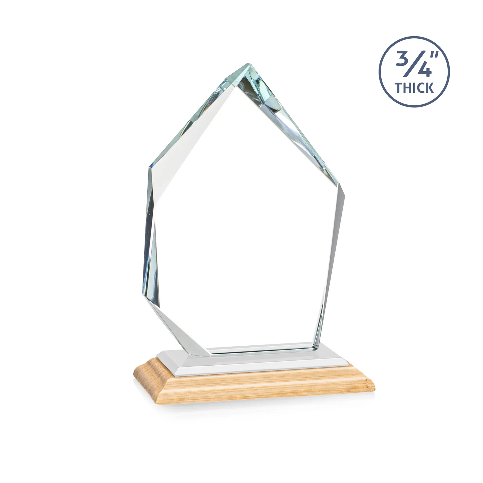 Custom printed Jade Glass Ice Peak Award With Interchanging, Intersecting Bevels, with your logo for sales achievement awards