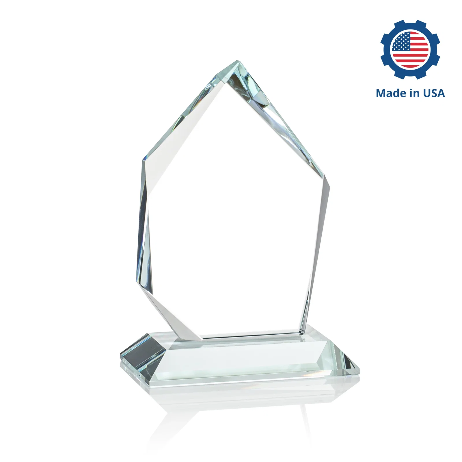 Custom printed Jade Glass Ice Peak Award With Interchanging, Intersecting Bevels, with your logo for retirement presentations