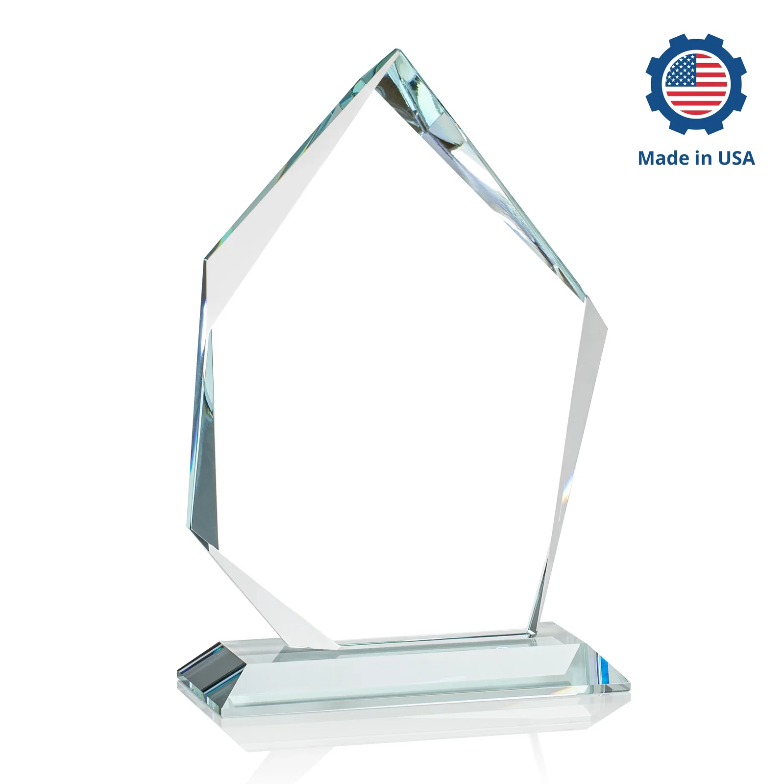 Custom printed Jade Glass Ice Peak Award With Interchanging, Intersecting Bevels, with your logo for donor appreciation