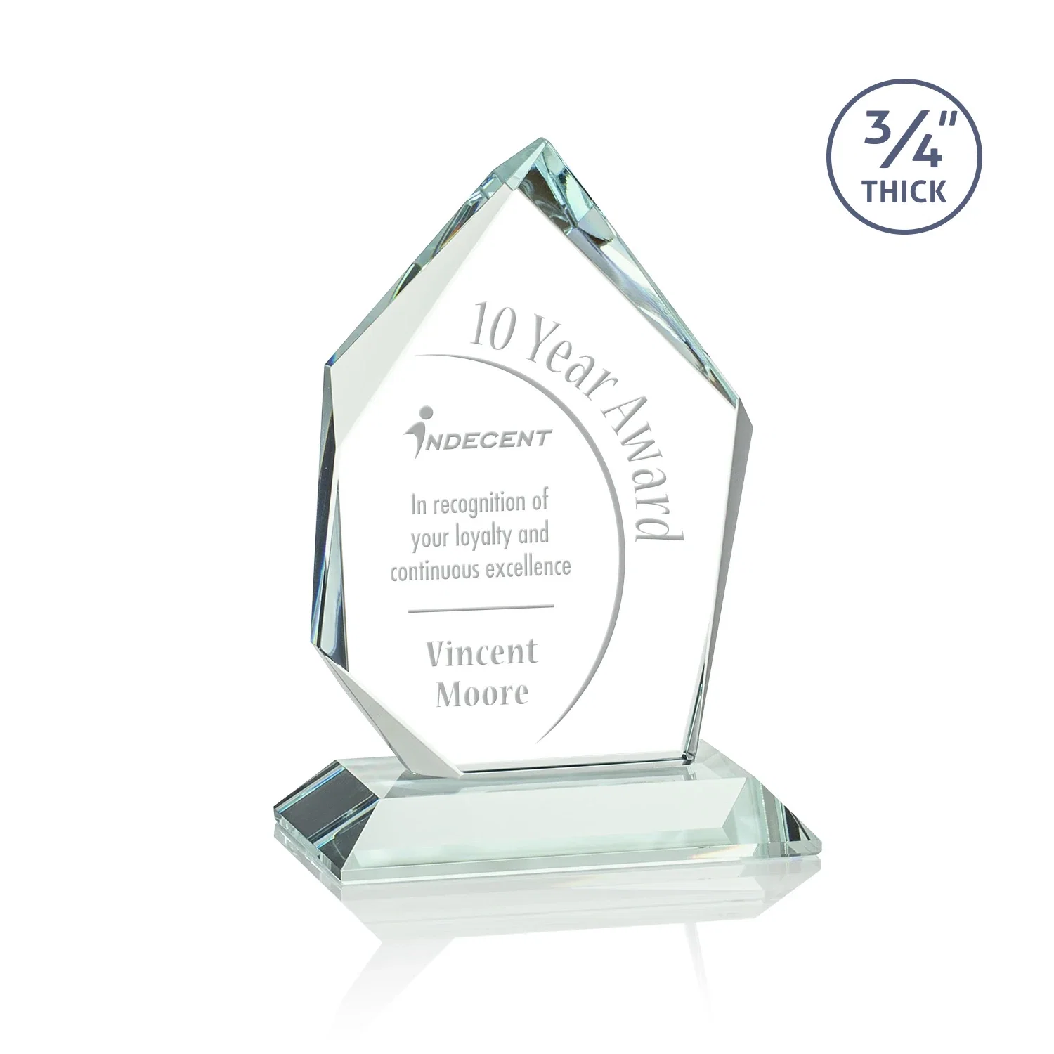 Custom Jade Glass Ice Peak Award With Interchanging, Intersecting Bevels for corporate award ceremonies