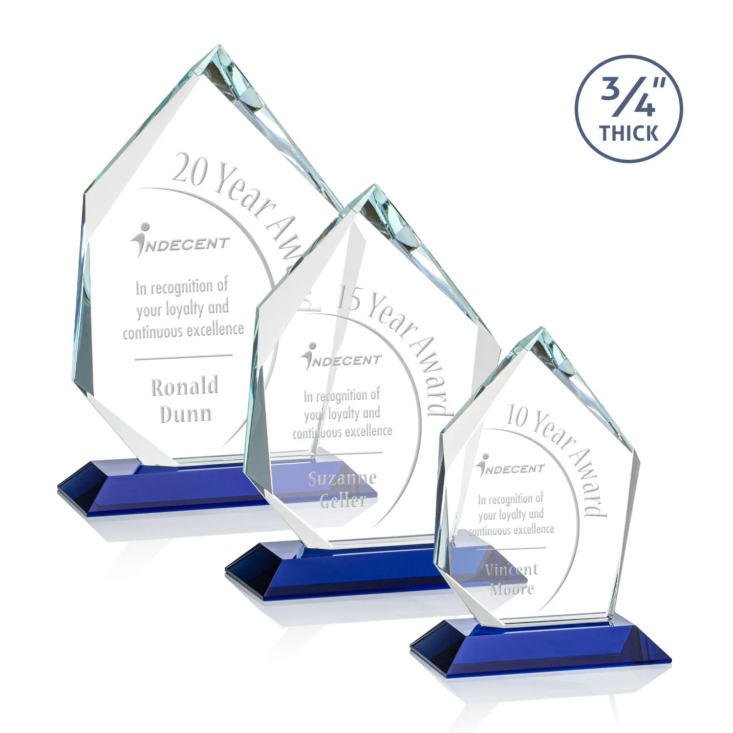 Personalized Jade Glass Ice Peak Award With Interchanging, Intersecting Bevels for safety achievement programs