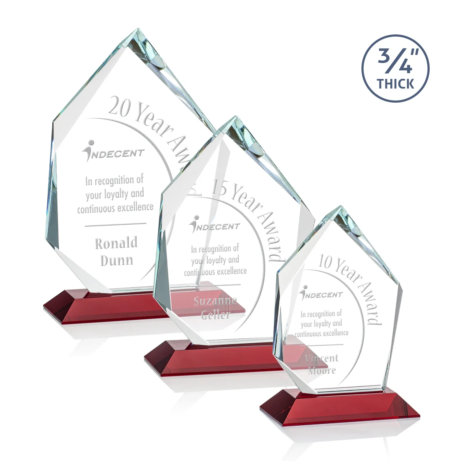 Promotional Jade Glass Ice Peak Award With Interchanging, Intersecting Bevels for employee recognition