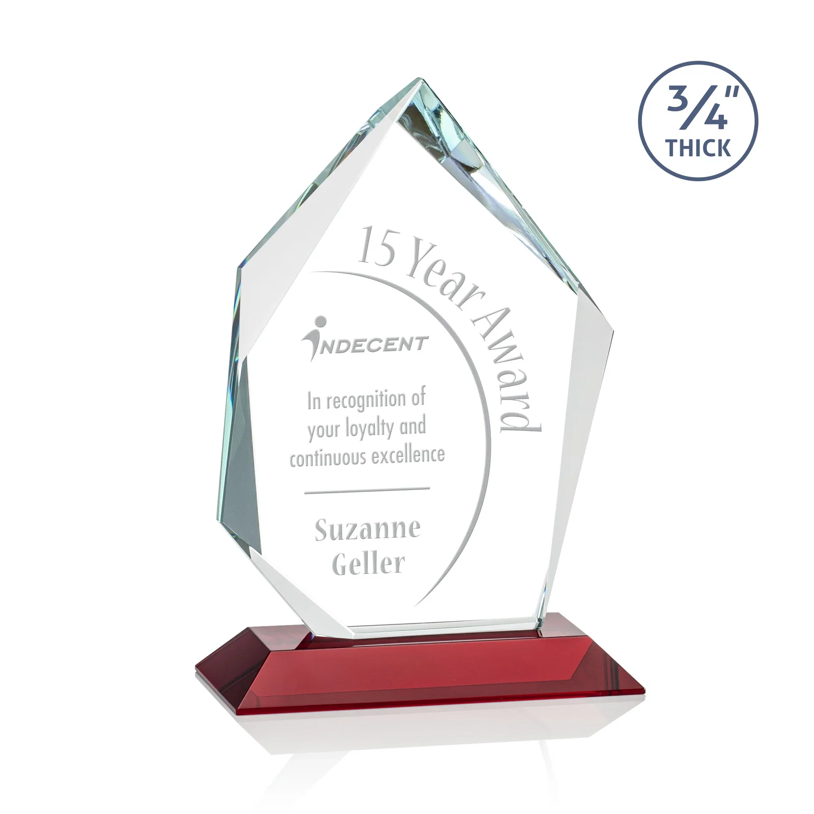 Promotional Jade Glass Ice Peak Award With Interchanging, Intersecting Bevels for service anniversary gifts