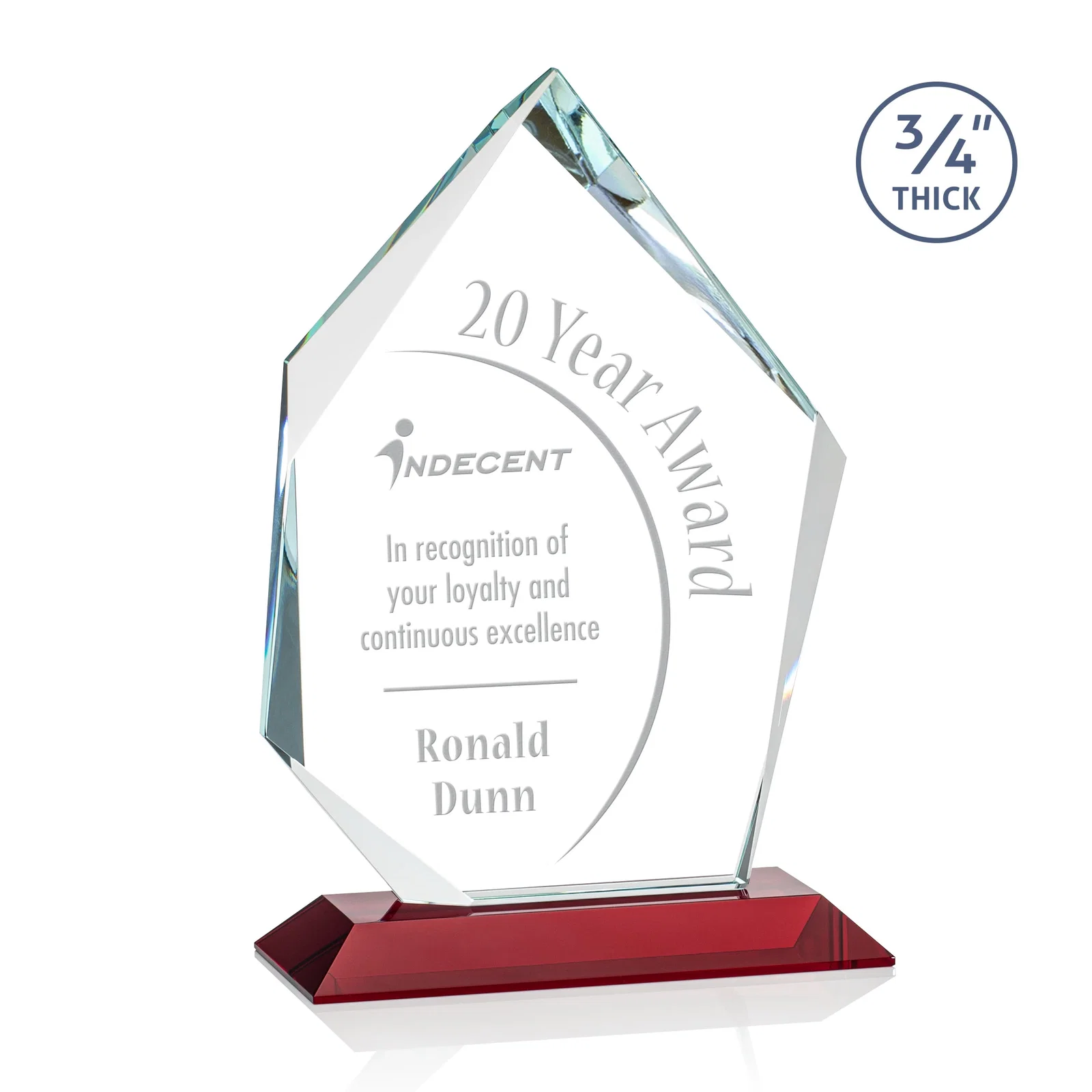 Promotional Jade Glass Ice Peak Award With Interchanging, Intersecting Bevels for sales achievement awards