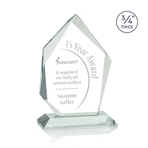 Jade Glass Ice Peak Award With Interchanging, Intersecting Bevels
