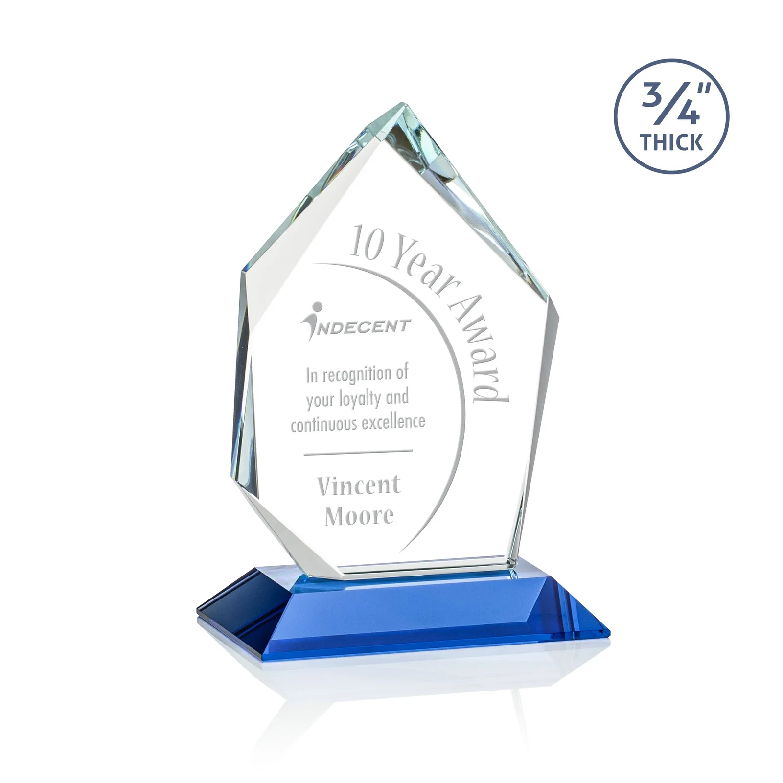 Promotional Jade Glass Ice Peak Award With Interchanging, Intersecting Bevels for team milestone celebrations