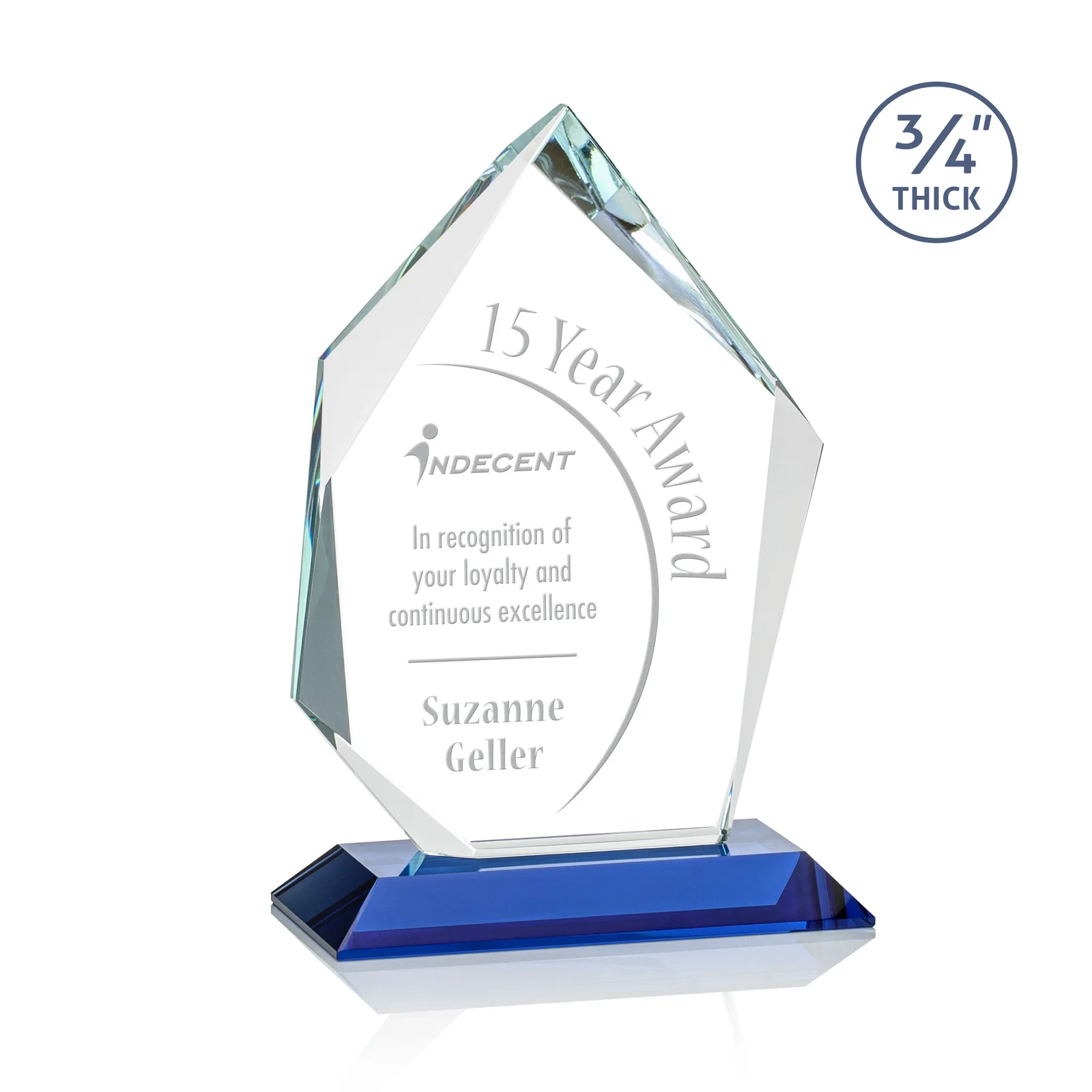 Promotional Jade Glass Ice Peak Award With Interchanging, Intersecting Bevels for donor appreciation