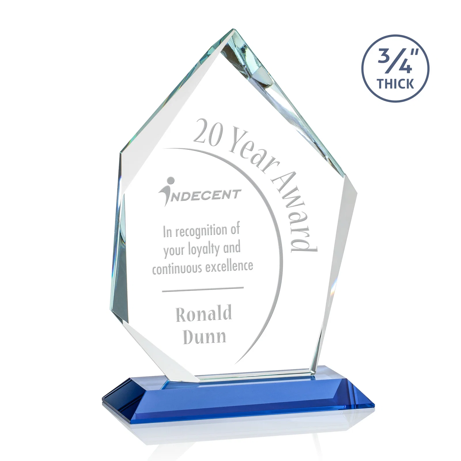 Promotional Jade Glass Ice Peak Award With Interchanging, Intersecting Bevels for graduation ceremonies