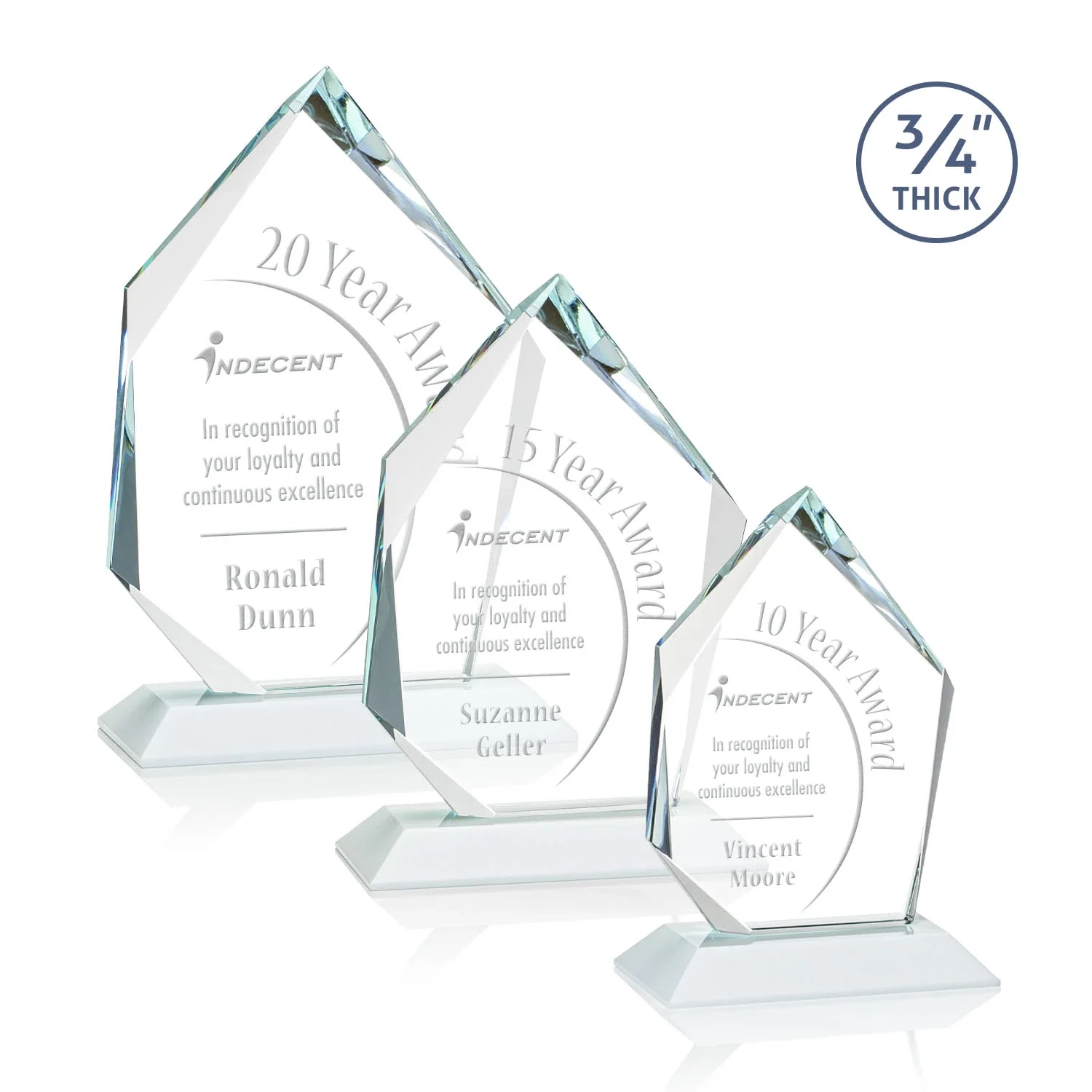 Promotional Jade Glass Ice Peak Award With Interchanging, Intersecting Bevels for safety achievement programs