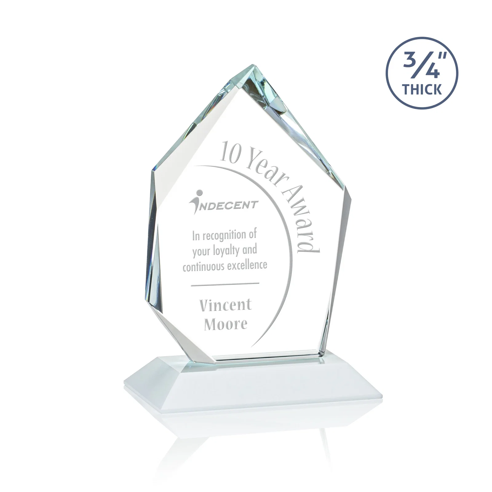 Promotional Jade Glass Ice Peak Award With Interchanging, Intersecting Bevels for volunteer appreciation