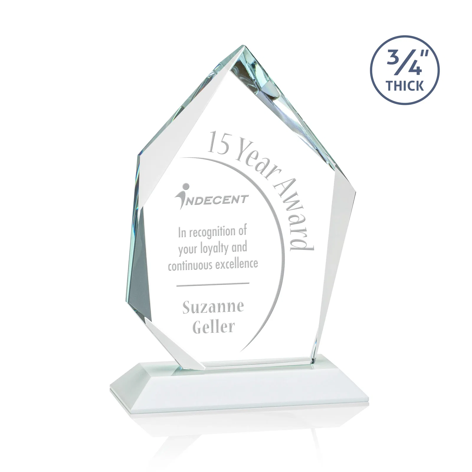 Promotional Jade Glass Ice Peak Award With Interchanging, Intersecting Bevels for dealer and partner awards