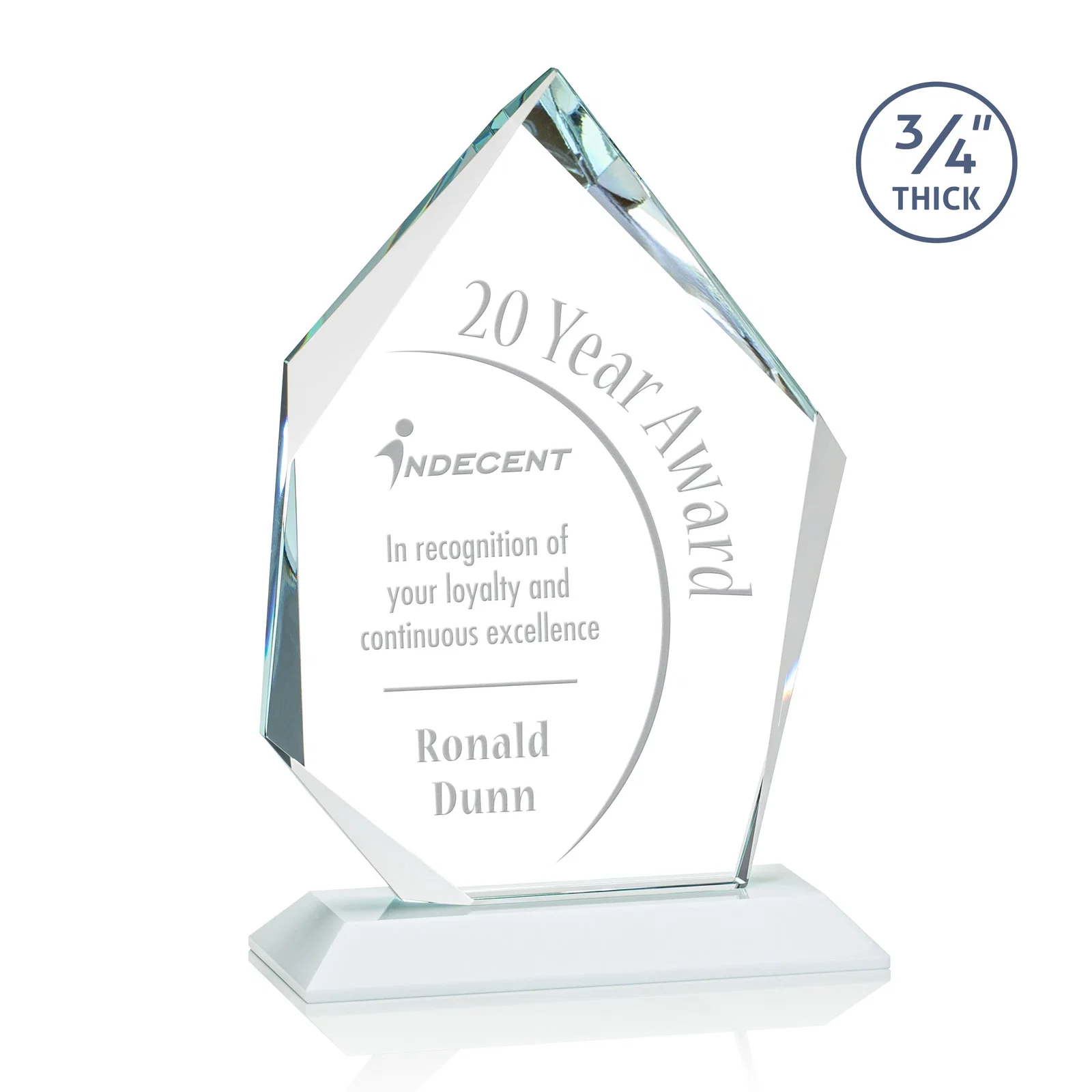 Promotional Jade Glass Ice Peak Award With Interchanging, Intersecting Bevels for company anniversary events