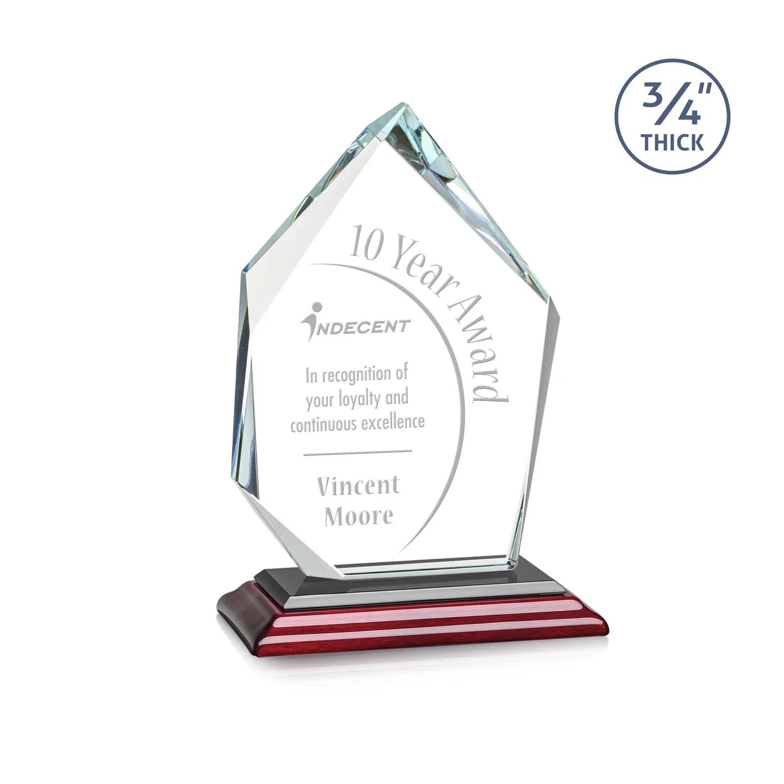 Branded Jade Glass Ice Peak Award With Interchanging, Intersecting Bevels for corporate award ceremonies