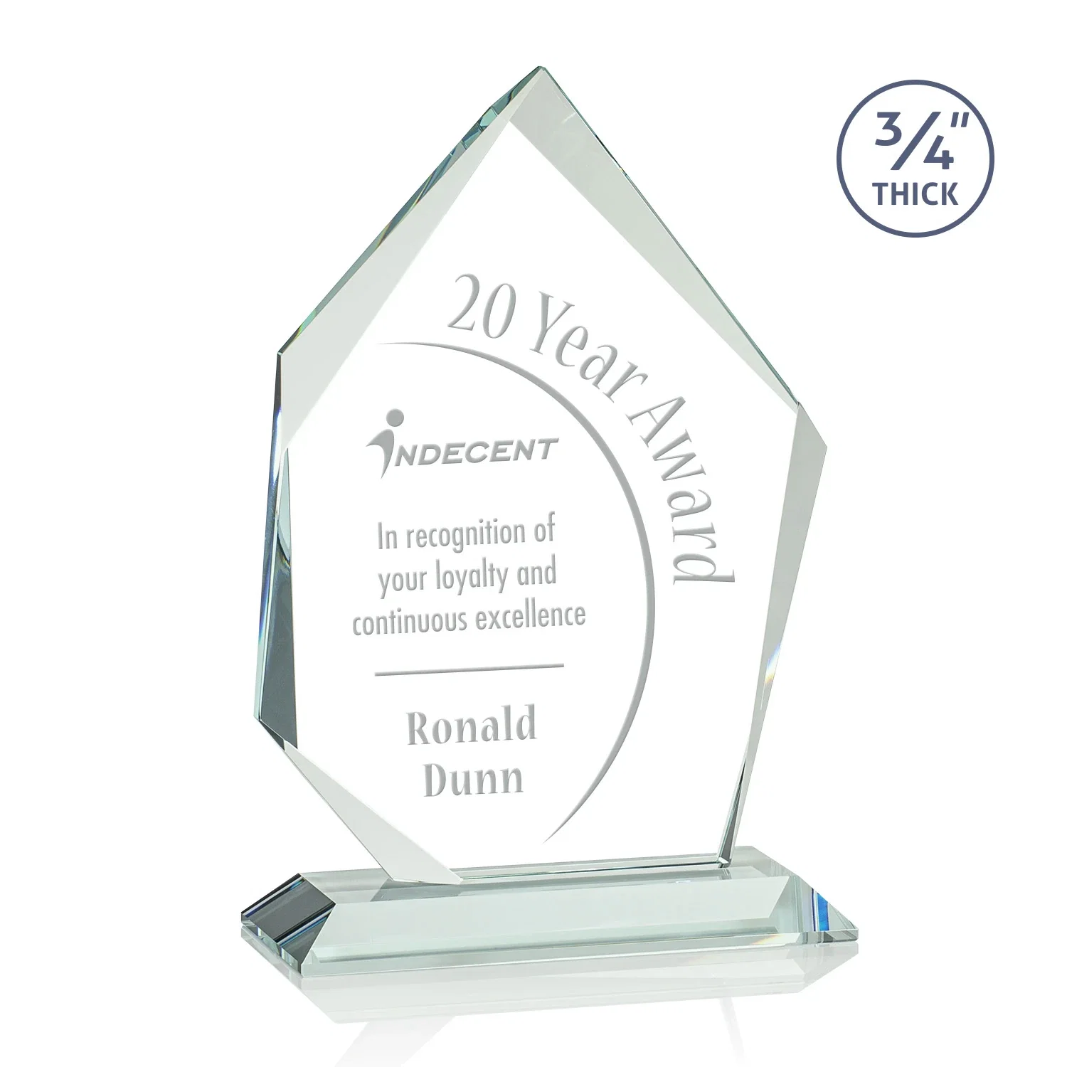 Custom Jade Glass Ice Peak Award With Interchanging, Intersecting Bevels for sales achievement awards