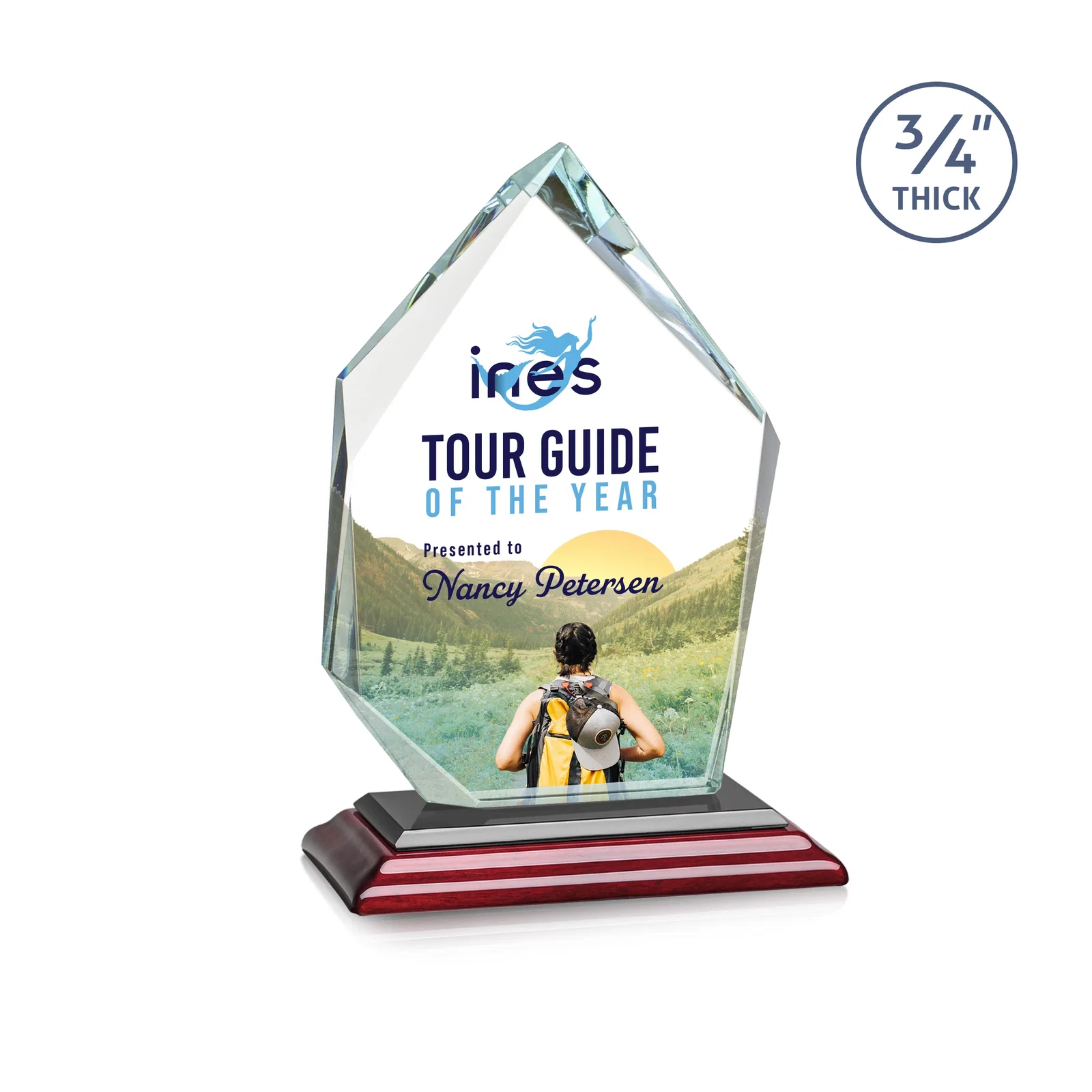 Customized Jade Glass Ice Peak Award With Interchanging, Intersecting Bevels for corporate award ceremonies