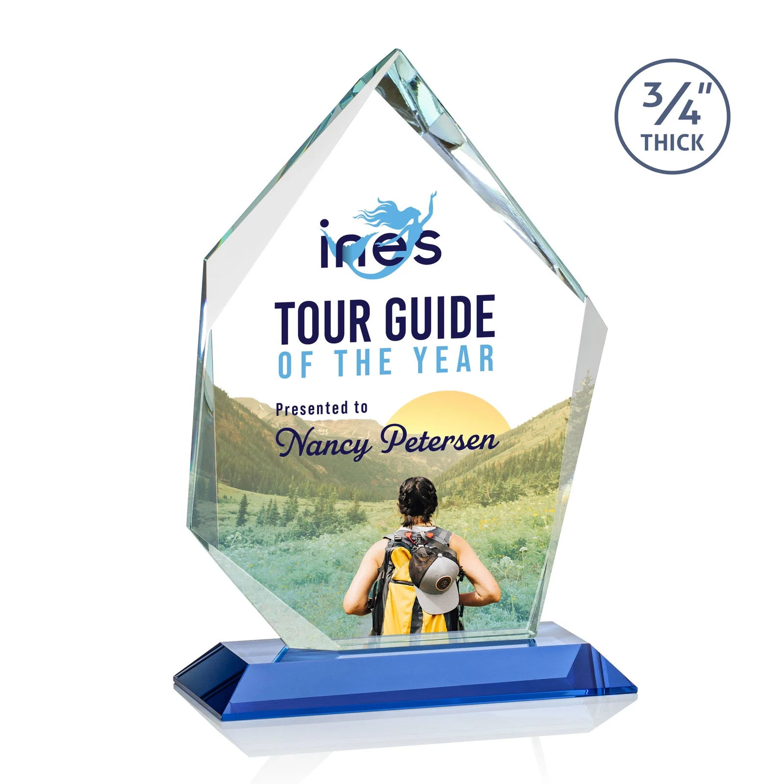 Customized Jade Glass Ice Peak Award With Interchanging, Intersecting Bevels for company anniversary events