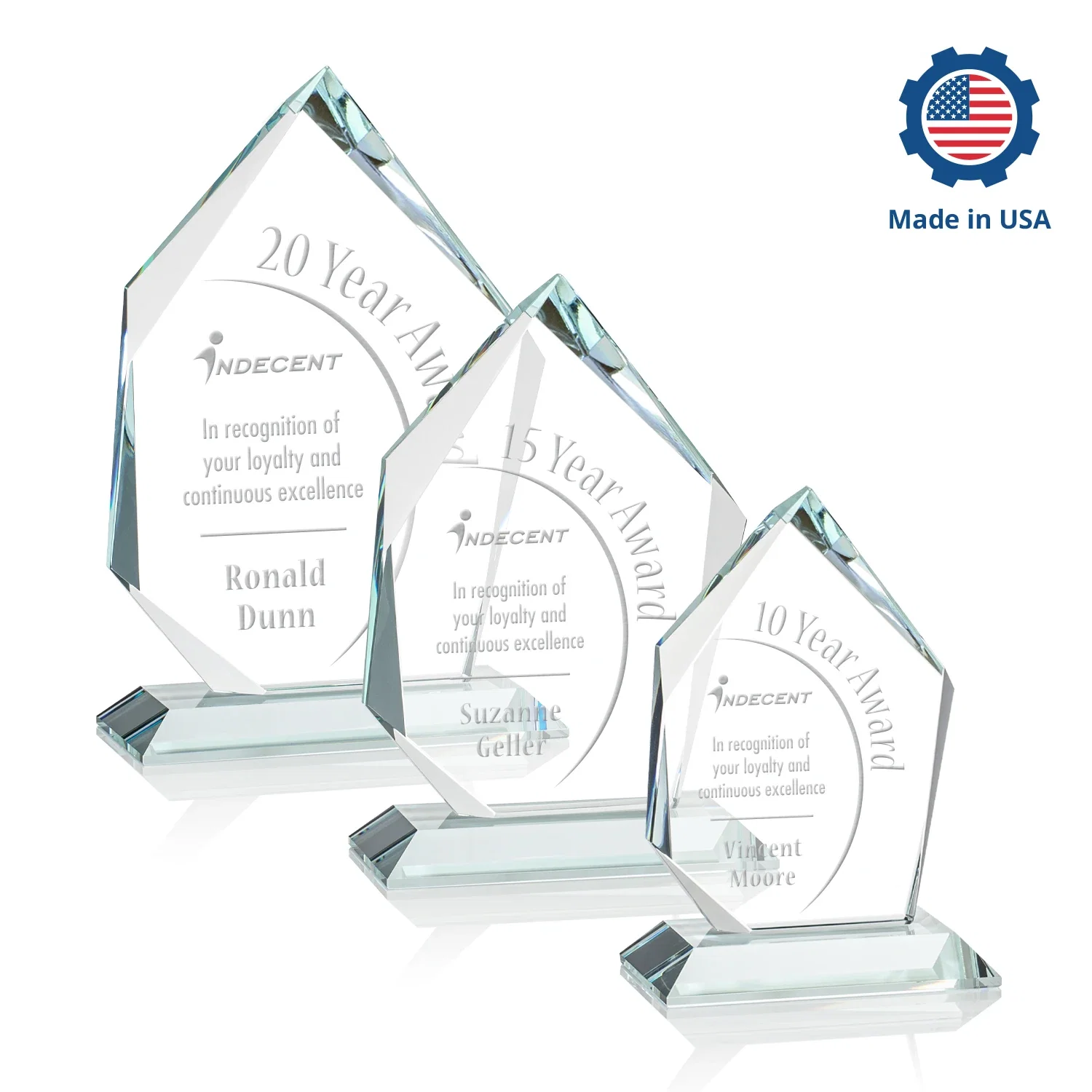 Custom Jade Glass Ice Peak Award With Interchanging, Intersecting Bevels, with your logo for safety achievement programs