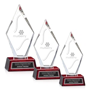 Starfire Crystal Diamond Award on Two-Part Aluminum-Rosewood Base