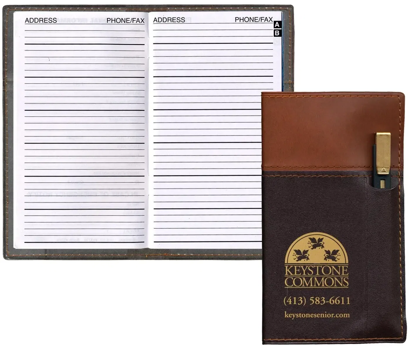 Custom Delano Personalized Address Book with Gold Pen