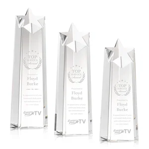 Optical Crystal Tower Award, Star Cutout Through the Top