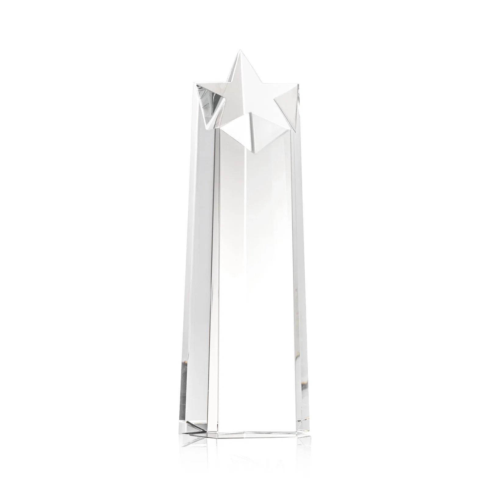 Custom Optical Crystal Tower Award, Star Cutout Through the Top for safety achievement programs