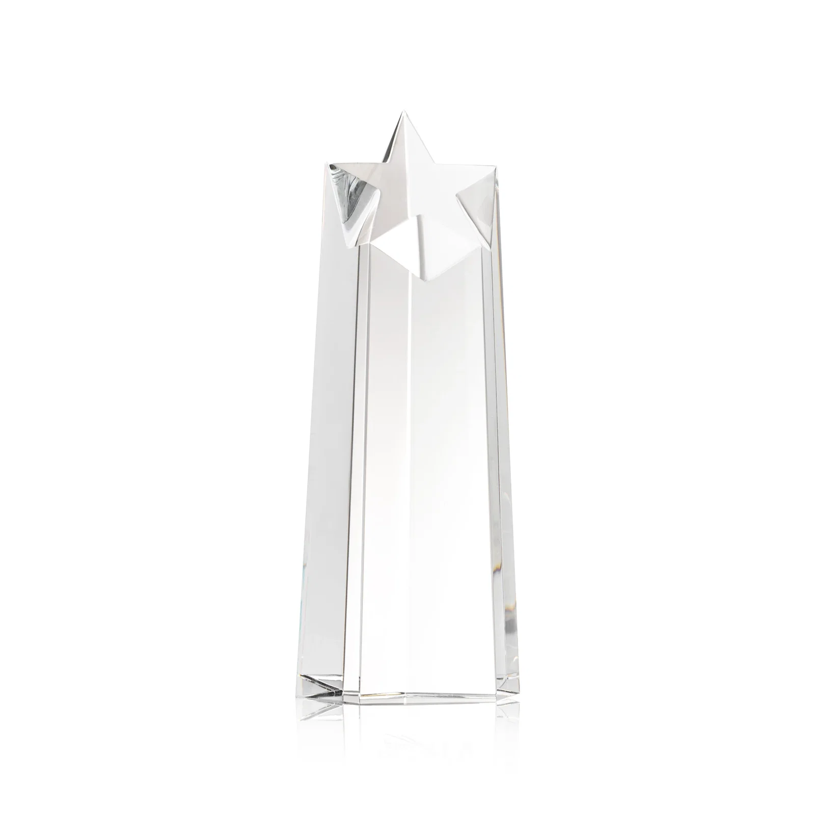 Custom Optical Crystal Tower Award, Star Cutout Through the Top for dealer and partner awards
