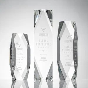 Optical Crystal Tower Award with Faceted Diamond Window