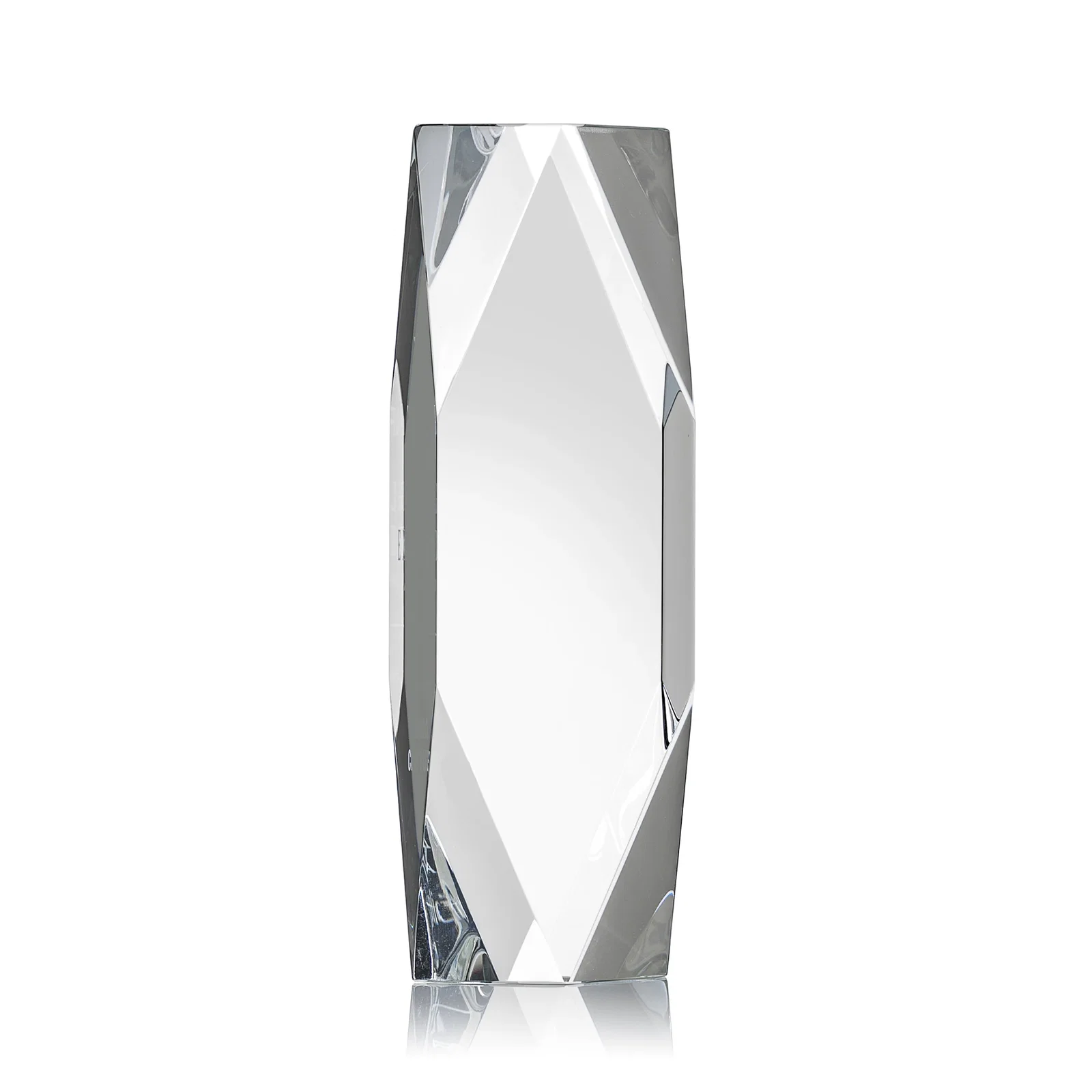 Personalized Optical Crystal Tower Award with Faceted Diamond Window for corporate award ceremonies