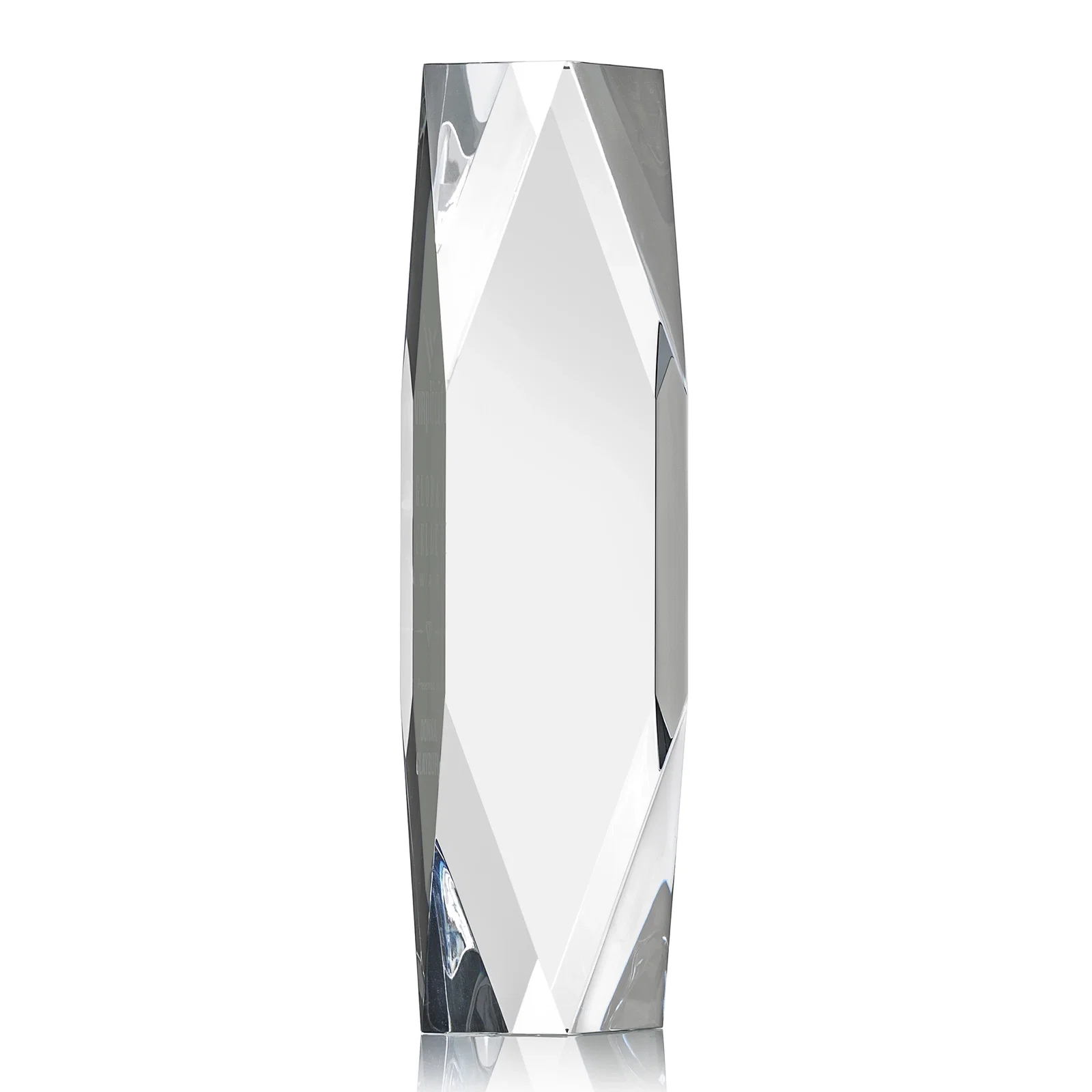 Personalized Optical Crystal Tower Award with Faceted Diamond Window for service anniversary gifts