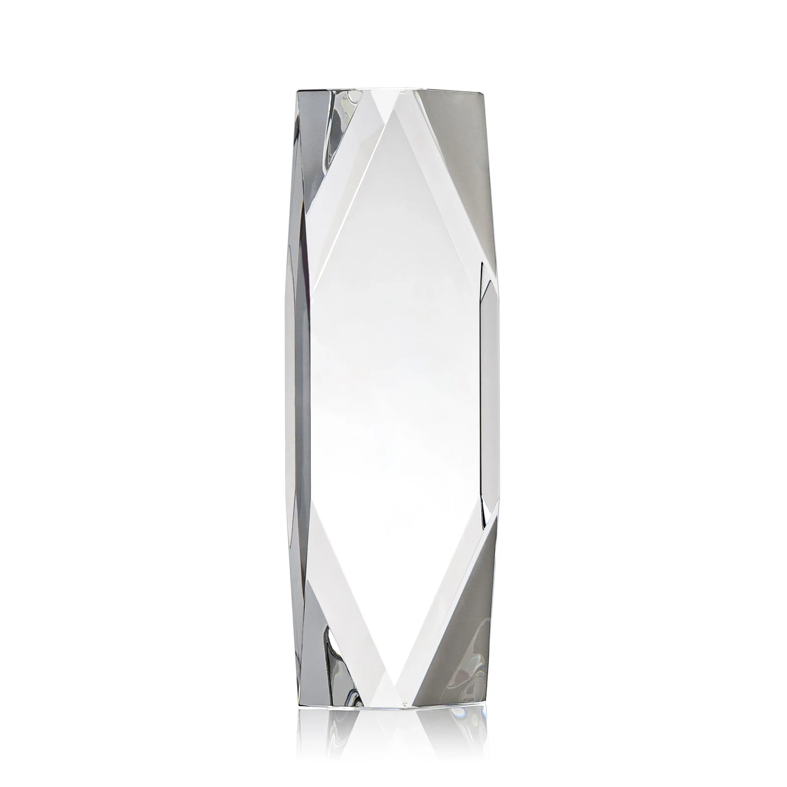 Personalized Optical Crystal Tower Award with Faceted Diamond Window for retirement presentations